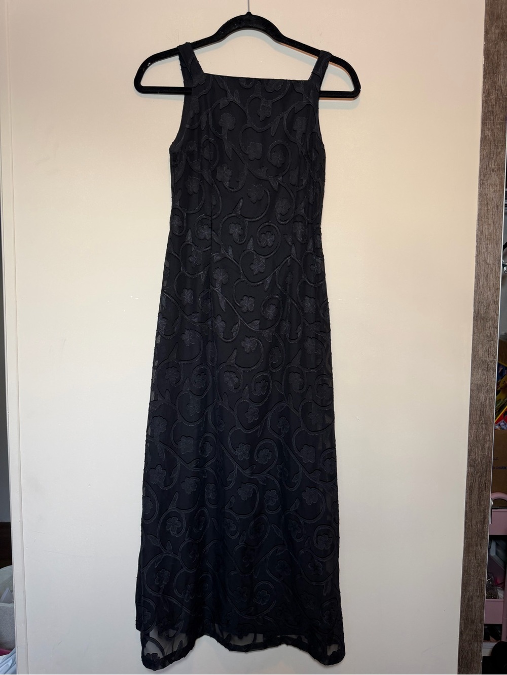 Vintage Black Floral Maxi Dress
